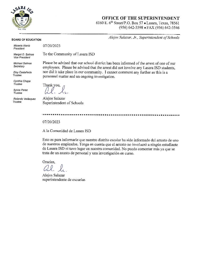 Lasara ISD Public Notice